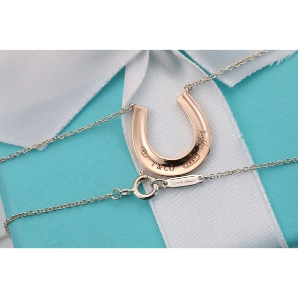 Tiffany & Co. Rubedo Gold Sterling Silver 1837 Horseshoe Pendant 18" Necklace - Picture 10 of 11
